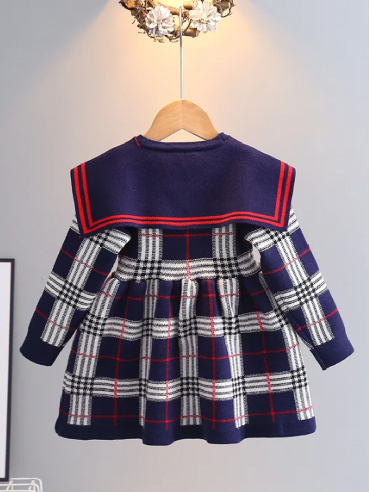 Adorable Plaid Sailor Collar Dress Mia Belle Girls