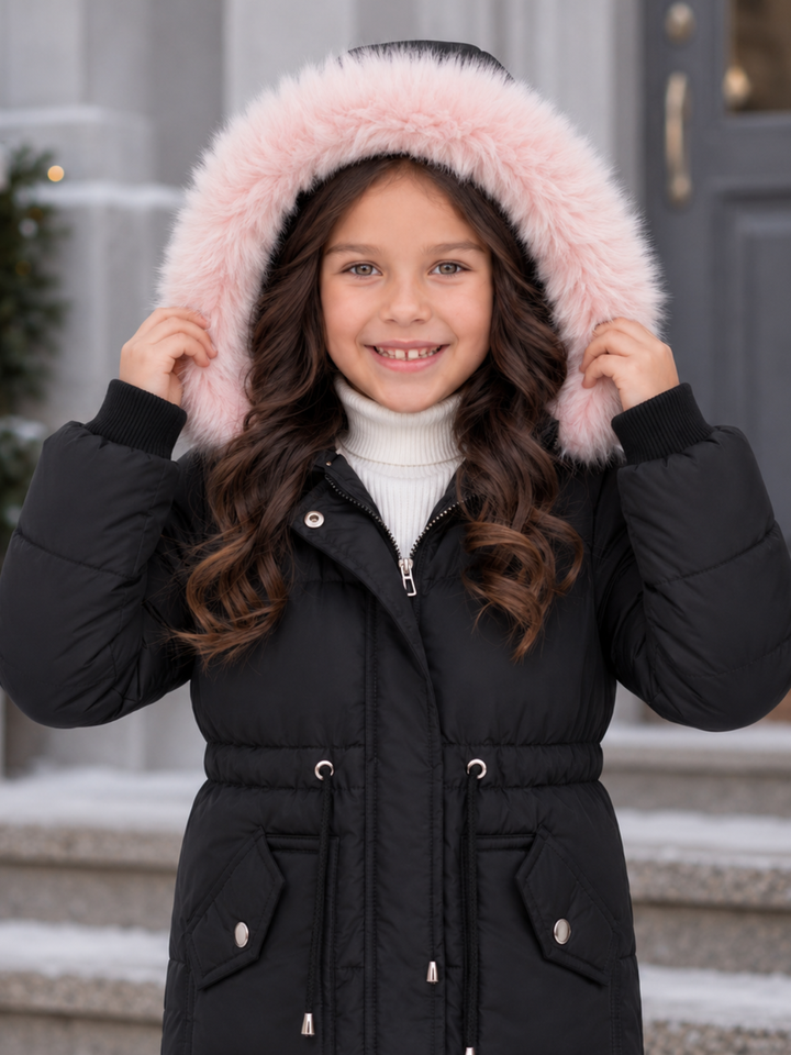 Girls Fur Hooded Jacket