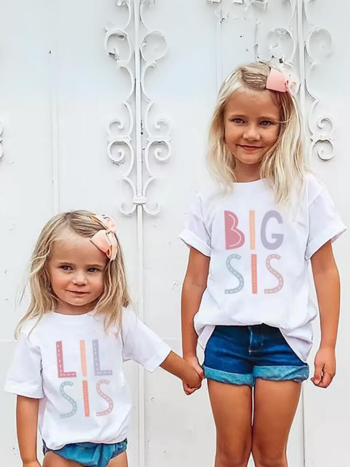 Little Sister Matching Cotton Short Sleeve Sibling Shirts Mia Belle Girls