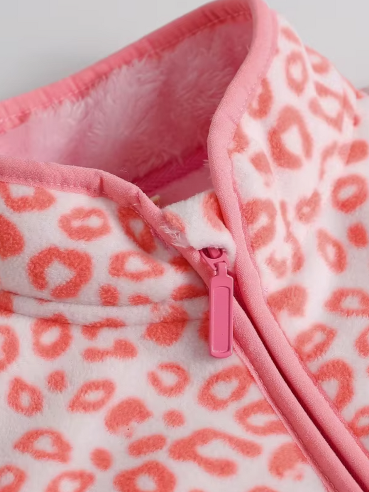 Leopard Print Cute & Warm Fleece Jacket Mia Belle Girls