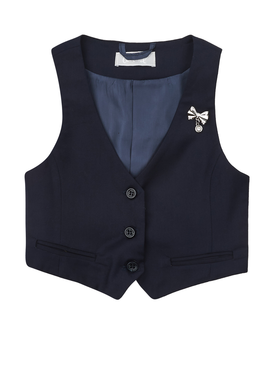 Classic Navy Girls Bow Pin Vest by Kids Couture Mia Belle Girls