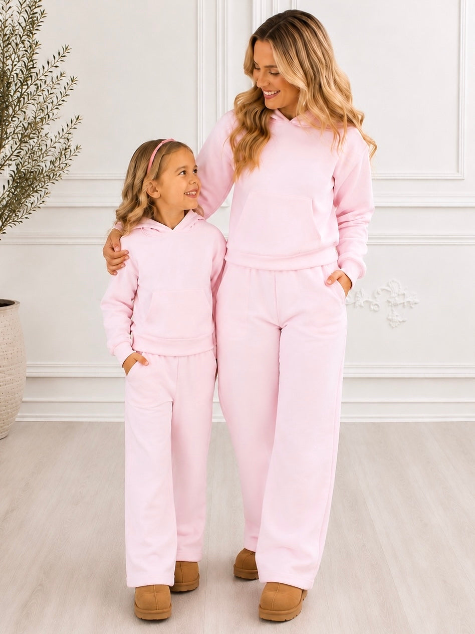 Mommy and Me Cozy Charm Fleece Hoodie and Flare Pant Set
