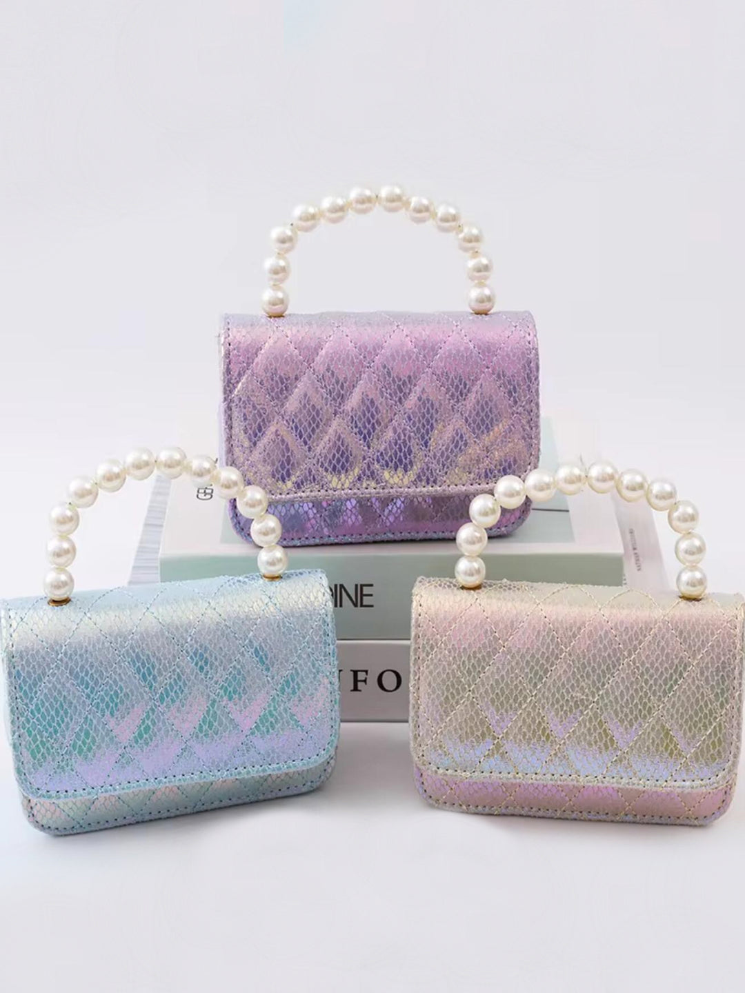 Sparkling Pearl Handle Crossbody Bag by Liv and Mia Mia Belle Girls