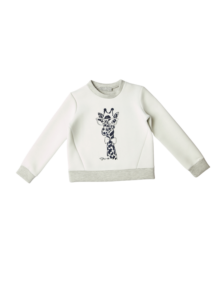 White Giraffe Glam Sweatshirt by Kids Couture Mia Belle Girls