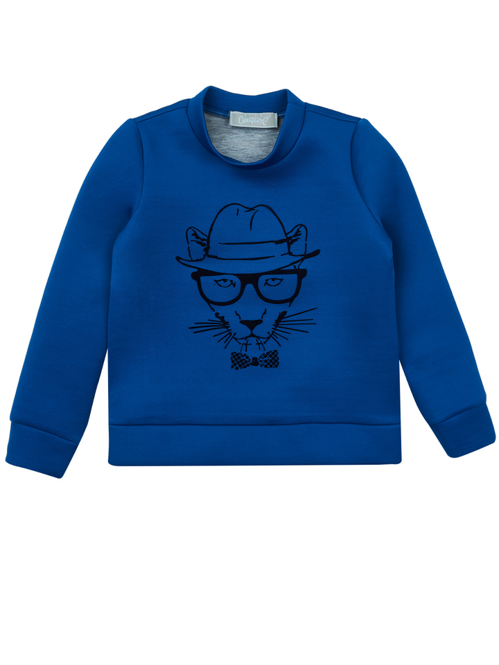 Boys Blue Cool Cat Sweatshirt by Kids Couture Mia Belle Girls
