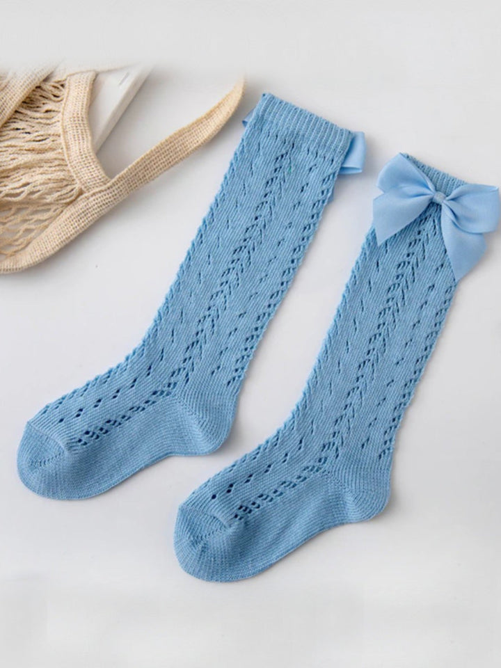 Hello, Sunshine! Eyelet Knit Knee-High Socks Mia Belle Girls
