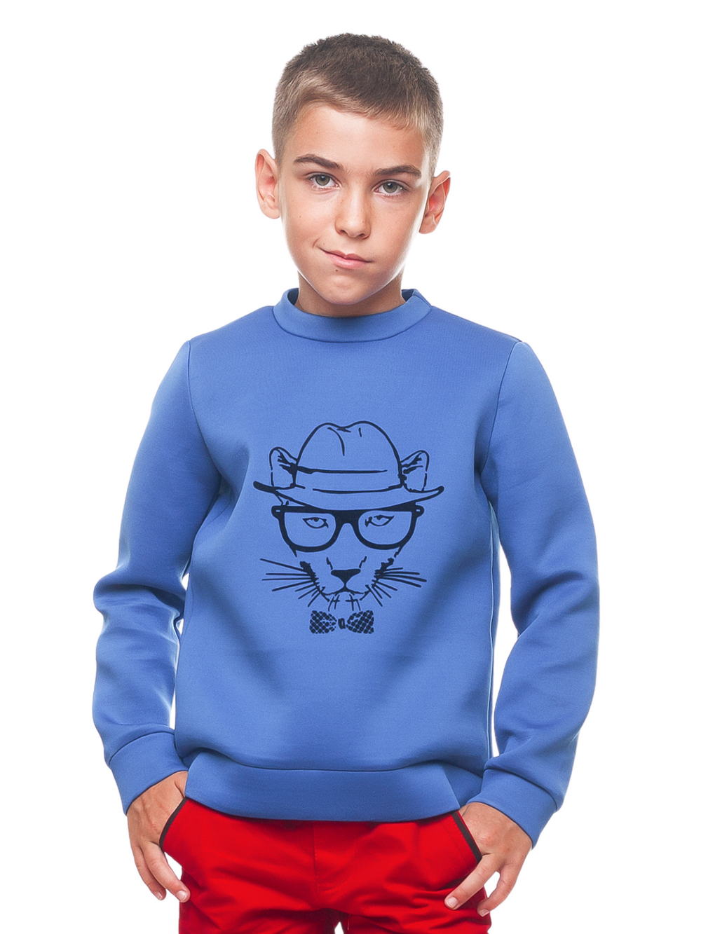 Boys Blue Cool Cat Sweatshirt by Kids Couture Mia Belle Girls