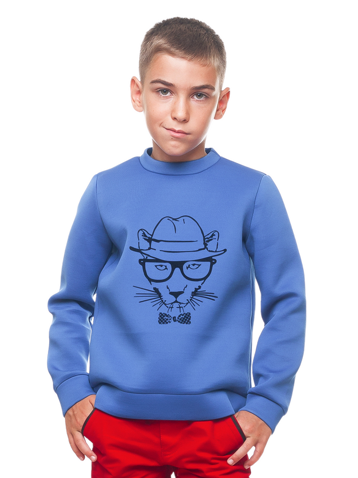 Boys Blue Cool Cat Sweatshirt by Kids Couture Mia Belle Girls