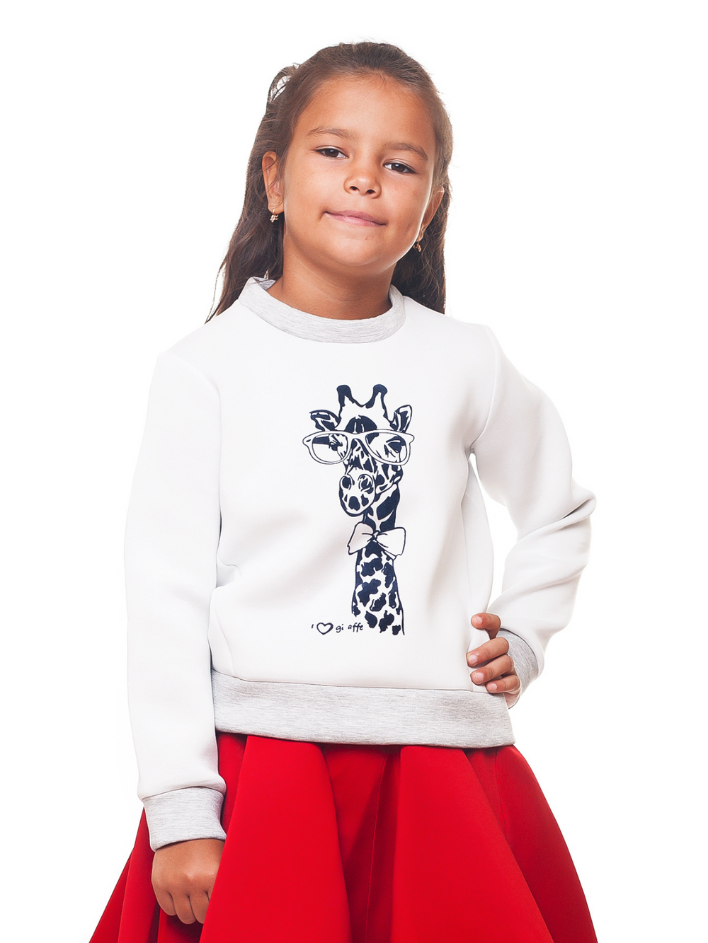 White Giraffe Glam Sweatshirt by Kids Couture Mia Belle Girls