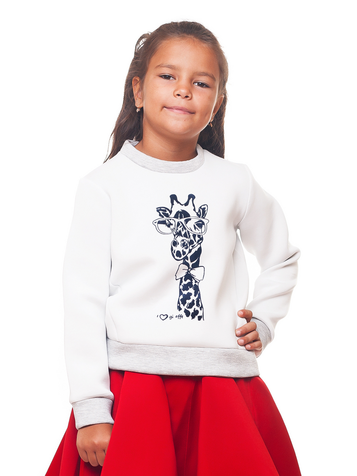 White Giraffe Glam Sweatshirt by Kids Couture Mia Belle Girls
