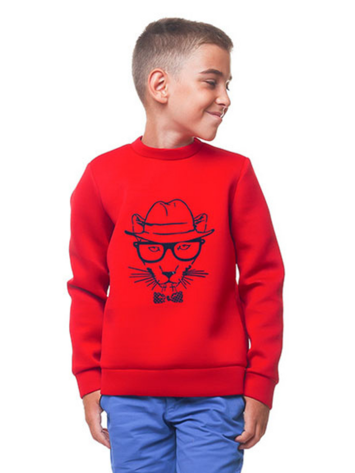Boys Red Cool Cat Sweatshirt by Kids Couture Mia Belle Girls