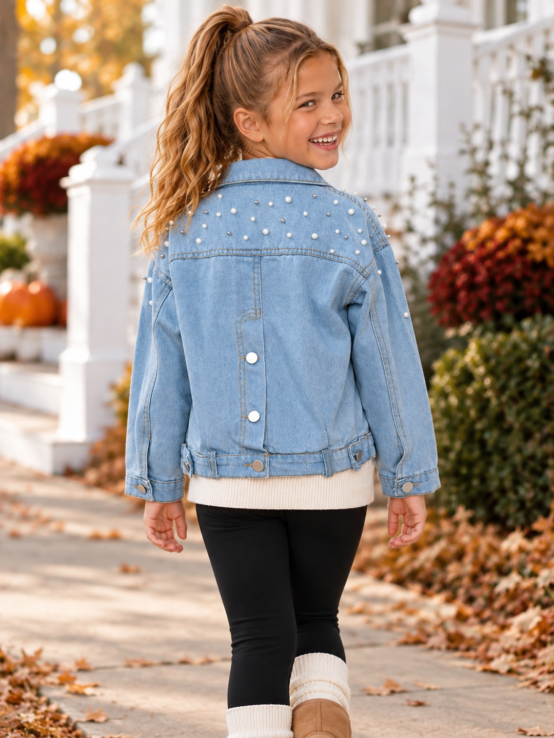Pretty Pearl Embellished Denim Jacket