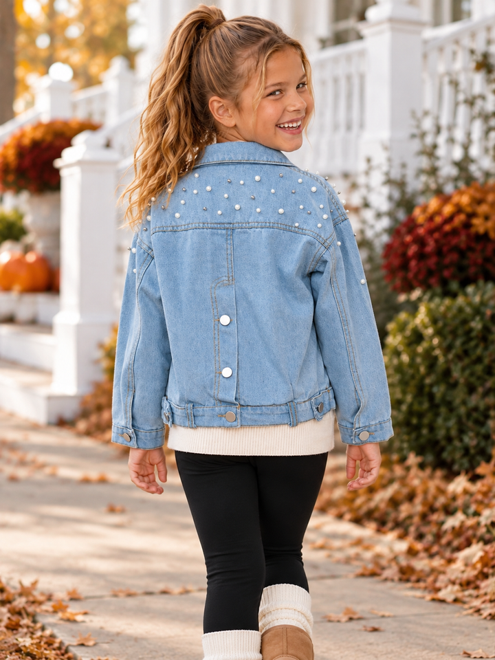 Pretty Pearl Embellished Denim Jacket