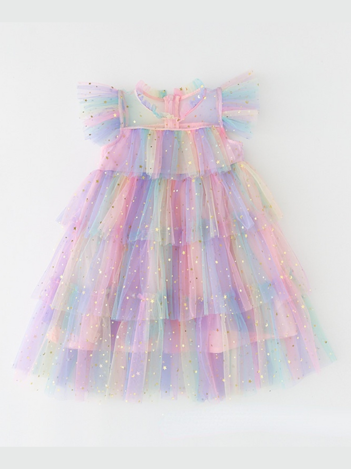 Make It Magical Rainbow Tiered Dress Mia Belle Girls
