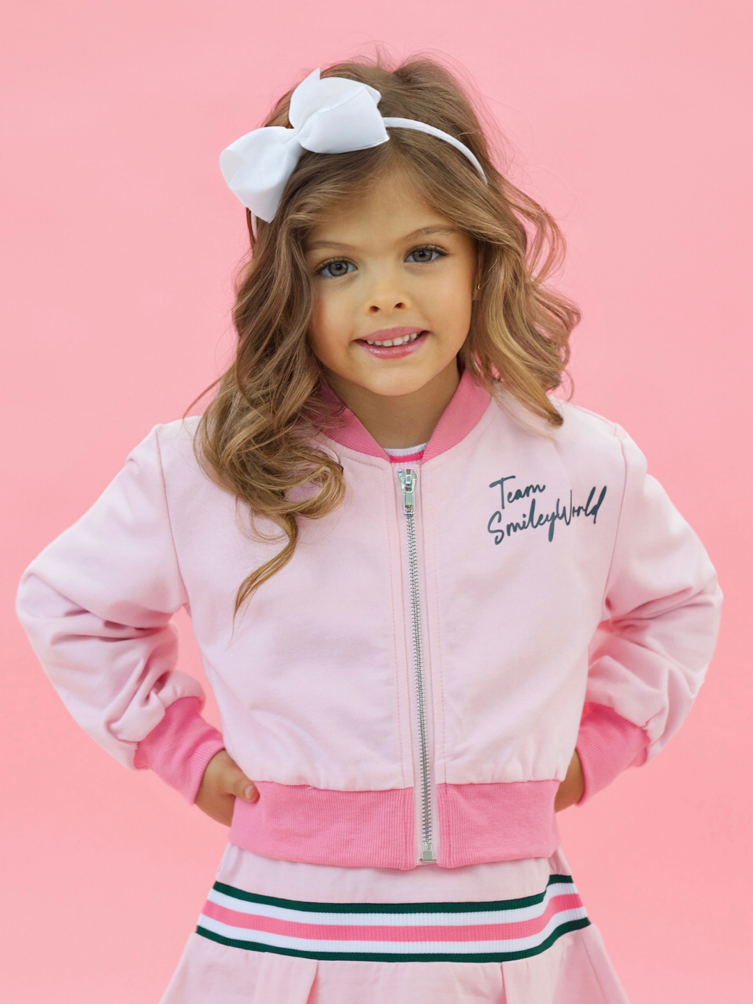 SmileyWorld Pink Sporty Bomber Jacket