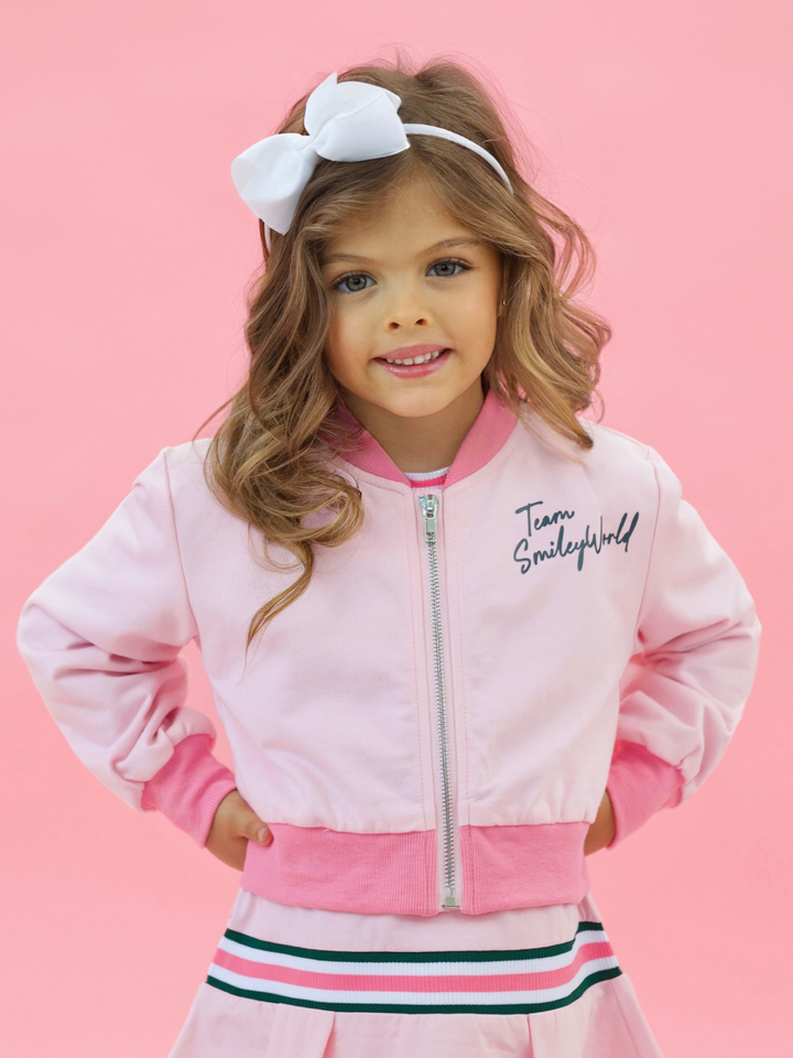 SmileyWorld Pink Sporty Bomber Jacket