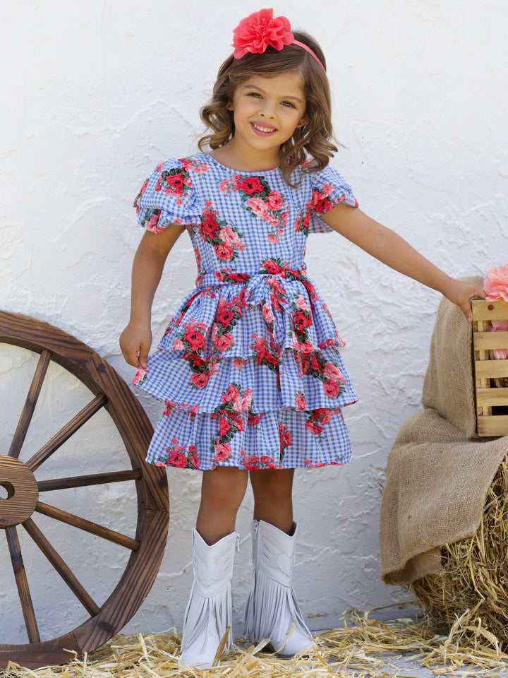 Bluebell Gingham Floral Casual Dress