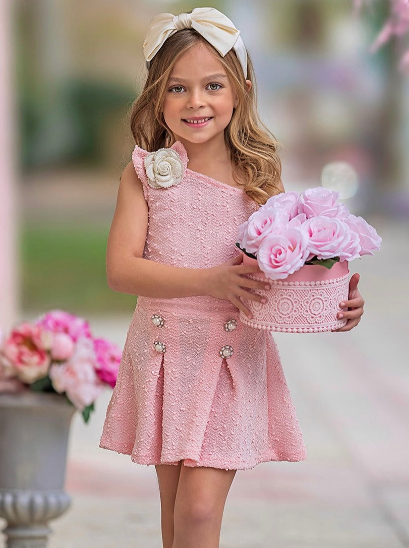 Fancy Flower Pink Matching Top and Skirt Set Mia Belle Girls
