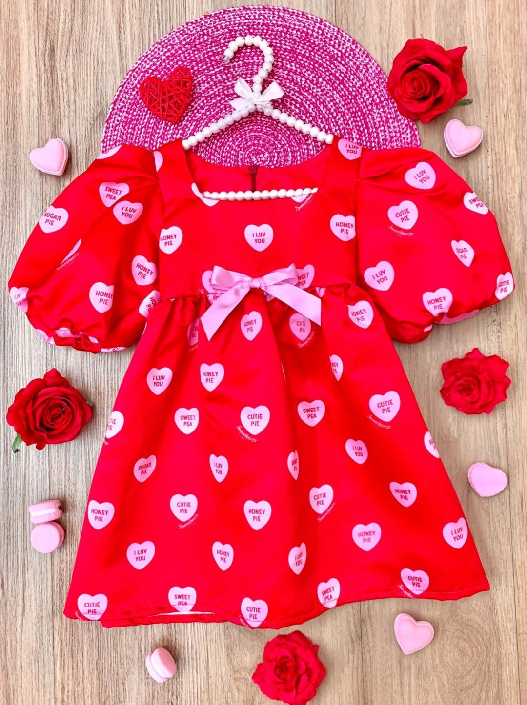 Sweethearts x Mia Belle Girls Red Puff Dress