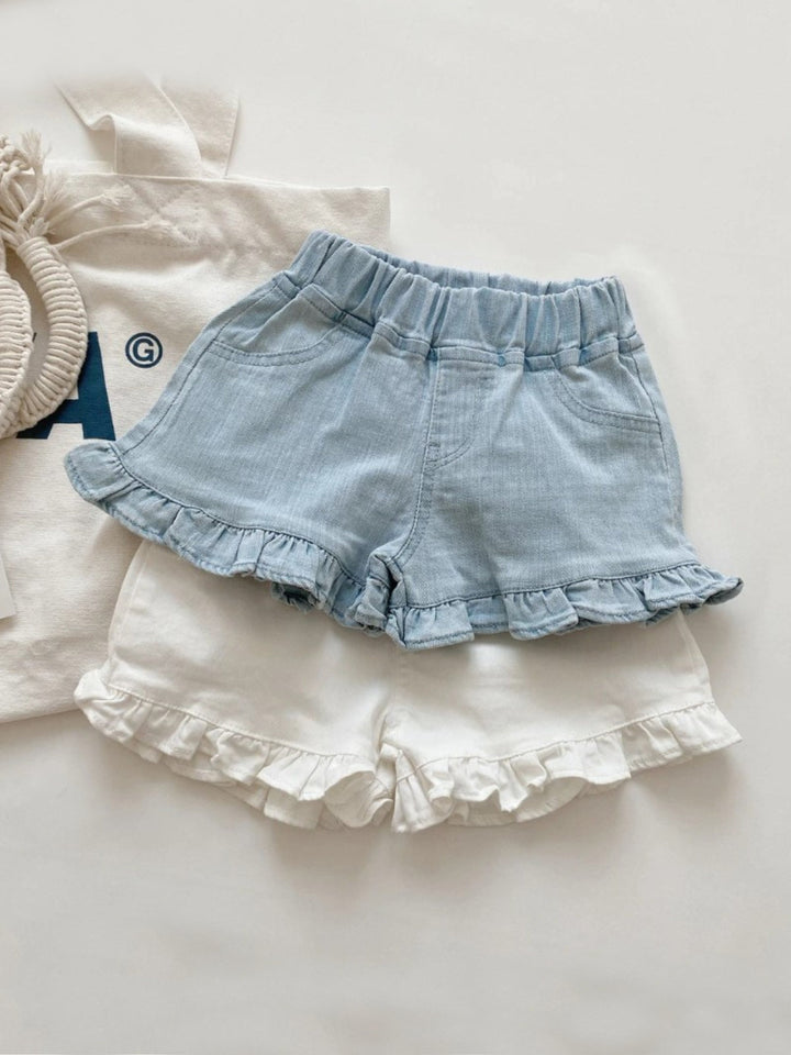 It’s A Lovely Day Ruffle Denim Shorts Mia Belle Girls