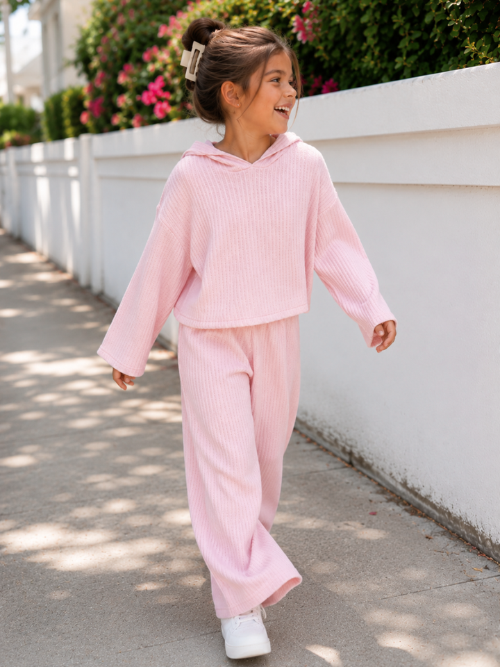 Sweet Comfort Pink Waffle Knit Top and Pant Set