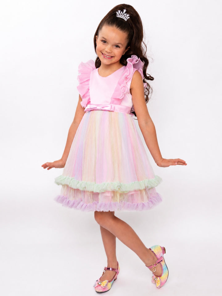 Princess Dream Rainbow Ruffle Tulle Dress