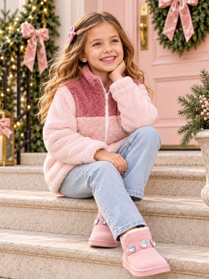 Pretty in Plush Pink Colorblock Sherpa Jacket