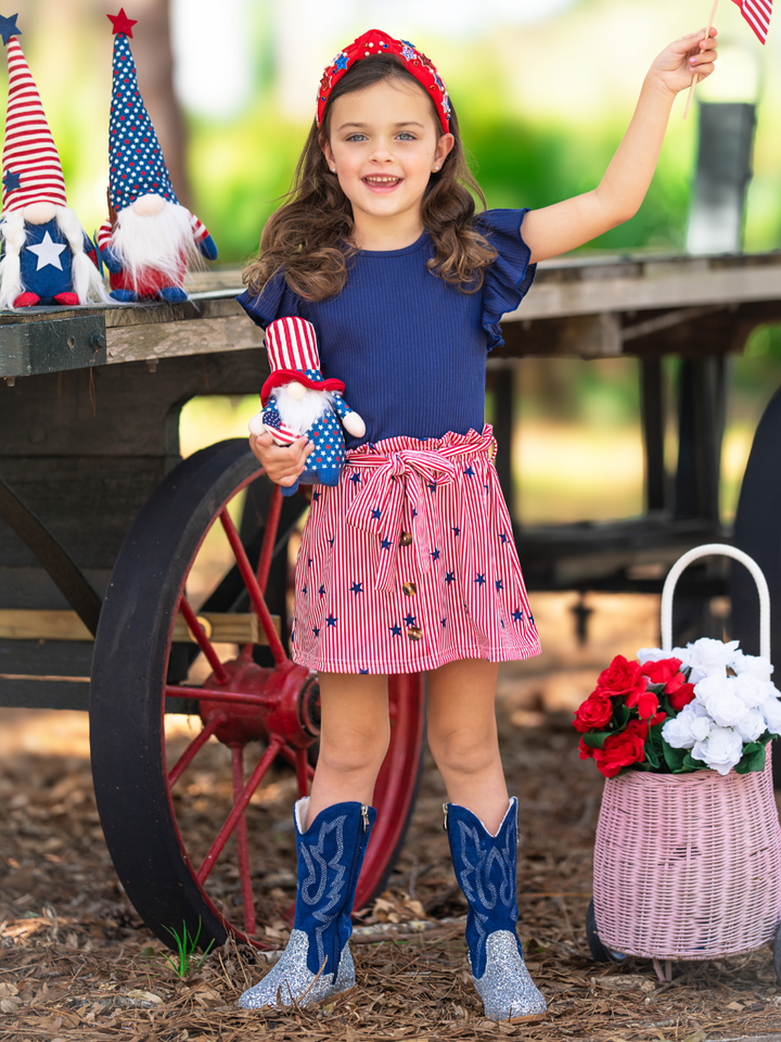 All-American Star Spangled Flutter Top and Skirt Set