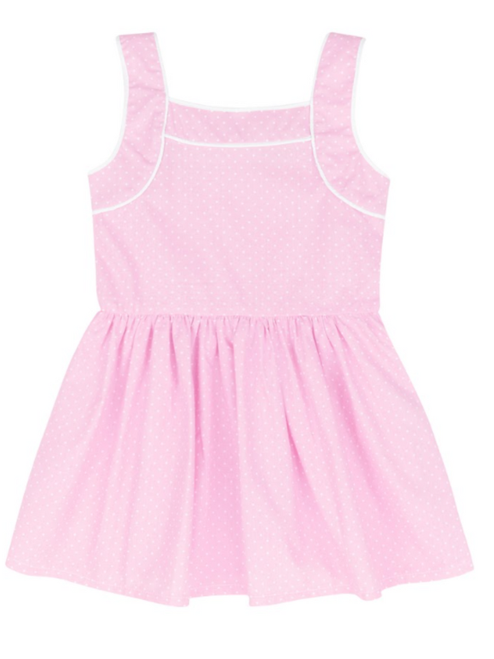 Kids Couture x Mia Belle Girls Pink Microdot Ruffle Dress Size 4/10