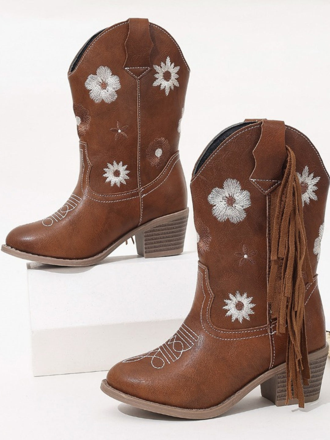 Girls Floral Embroidered Cowboy Boots