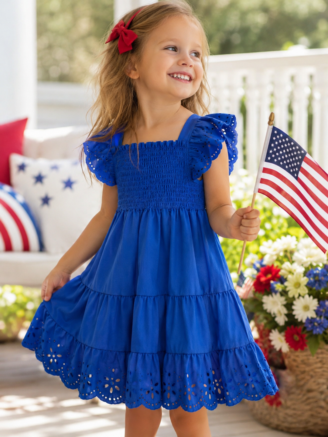 Girls Everyday Eyelet Smocked Dress Mia Belle Girls