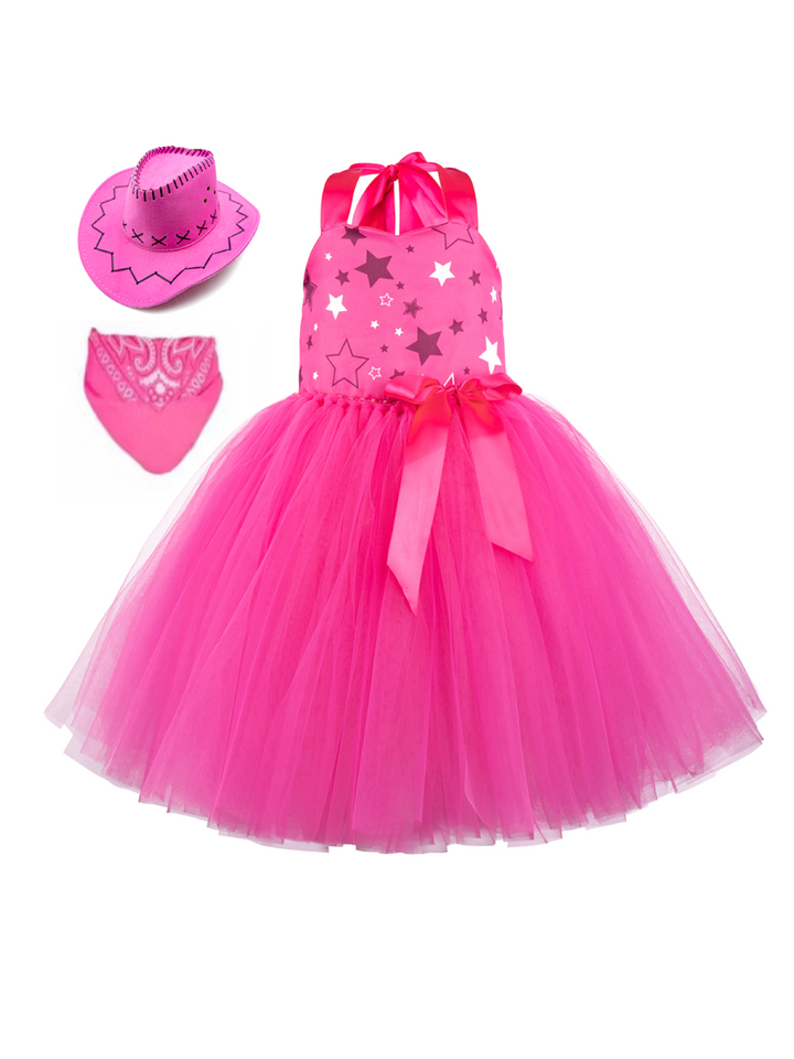 Mia Belle Girls Pink Cowboy Barbie Inspired Tutu Costume Set
