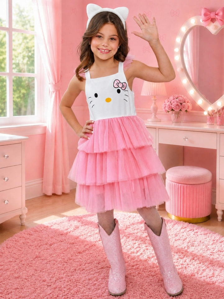 Sweet Kitty Embroidered Halloween Costume Dress