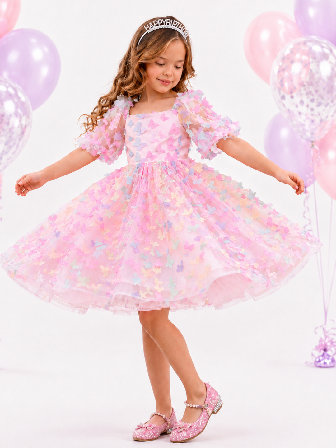 Butterfly Bliss 3D Applique Party Dress Mia Belle Girls