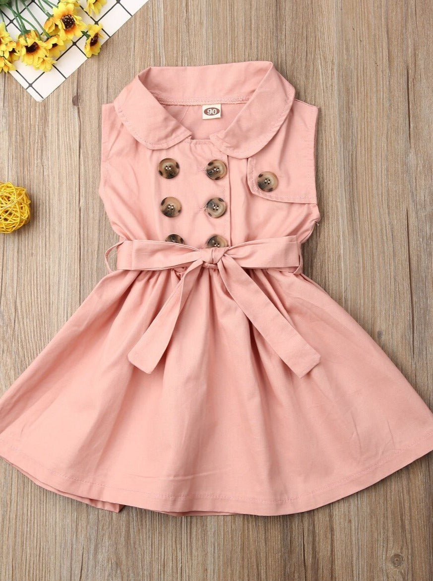 How Timeless Belted Trench Dress - Mia Belle Girls