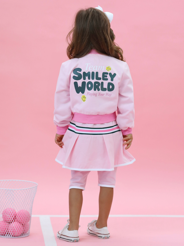 SmileyWorld Pink Sporty Bomber Jacket