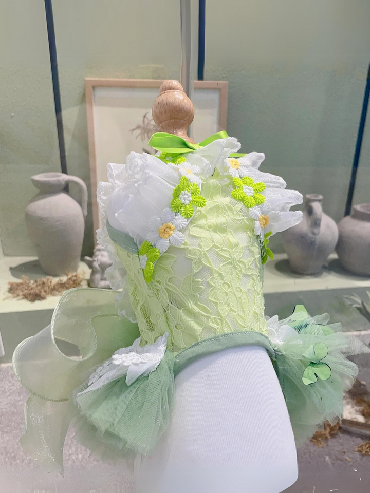 Dog Green Lace Flower With Wing Princess Halloween Dress Mia Belle Girls