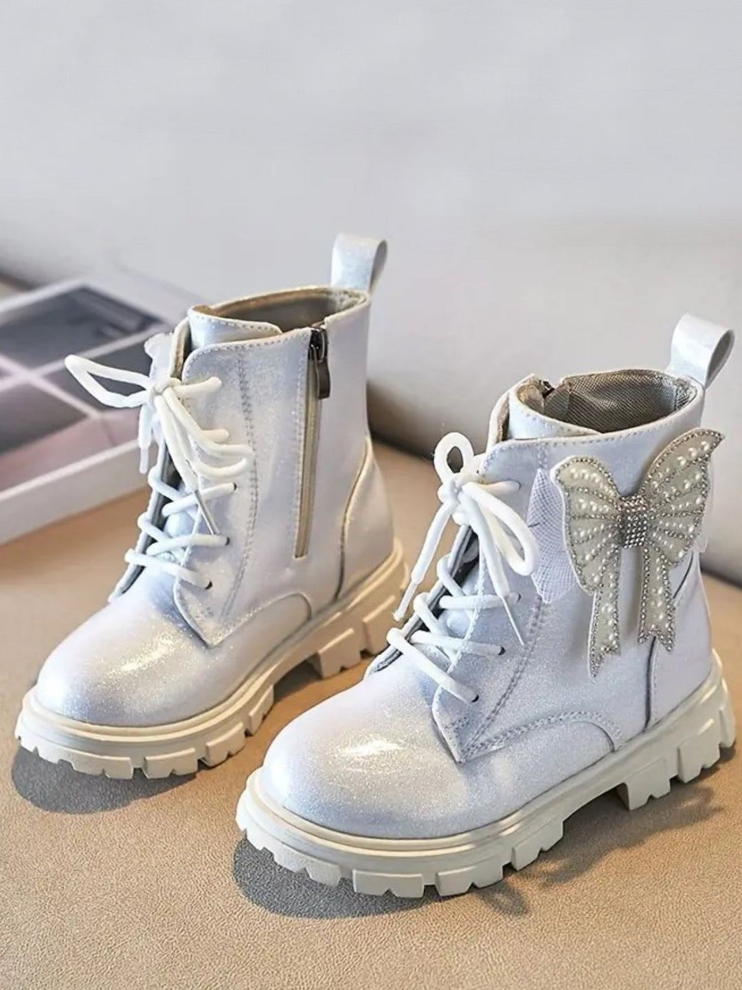 Mia Belle Girls Lace-Up Glitter Boots | Shoes By Liv & Mia