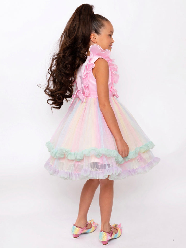 Princess Dream Rainbow Ruffle Tulle Dress