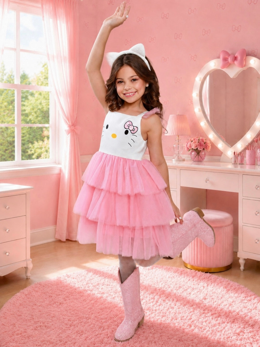 Sweet Kitty Embroidered Halloween Costume Dress