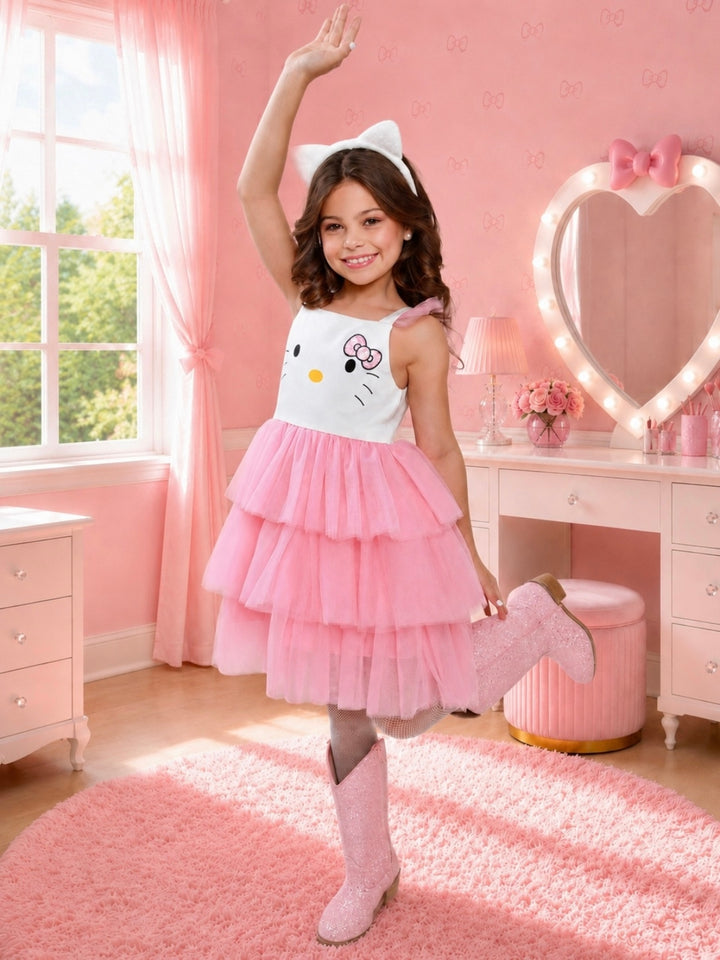 Sweet Kitty Embroidered Halloween Costume Dress