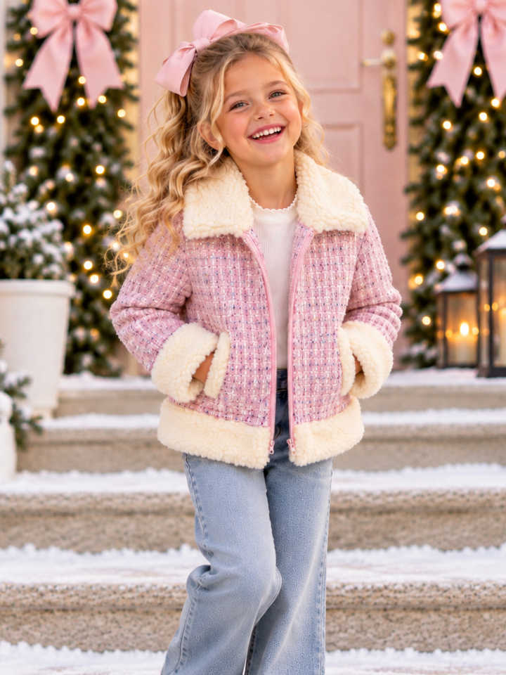 Luxe Blush Rainbow Tweed Jacket