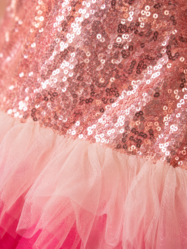 Rose Gold Sequin Tulle Party Dress Mia Belle Girls