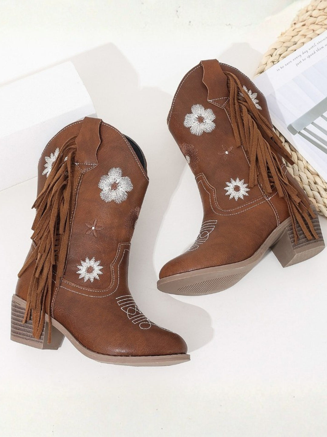 Girls Floral Embroidered Cowboy Boots