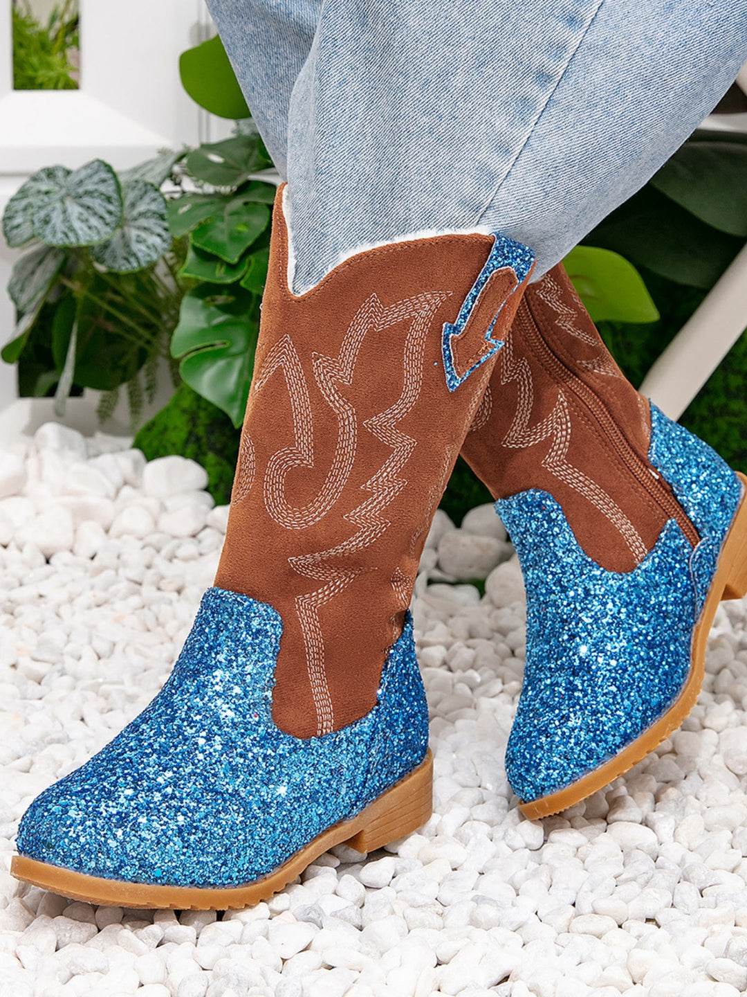 Western Mid-Calf Sparkle Cowgirl Boots