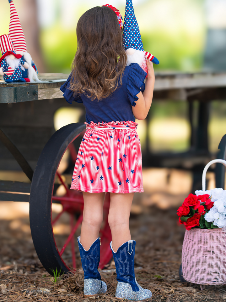 All-American Star Spangled Flutter Top and Skirt Set