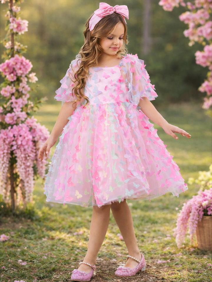 Twirl-worthy butterfly overlay dress for girls special occasions