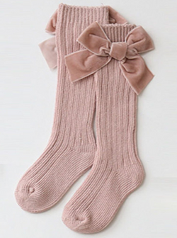 Girls A Little Velvet Pink Bow Socks