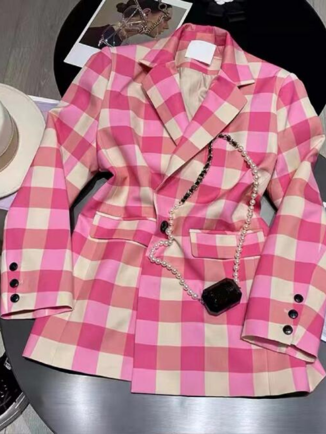Preppy In Pink Gingham Blazer Mia Belle Girls