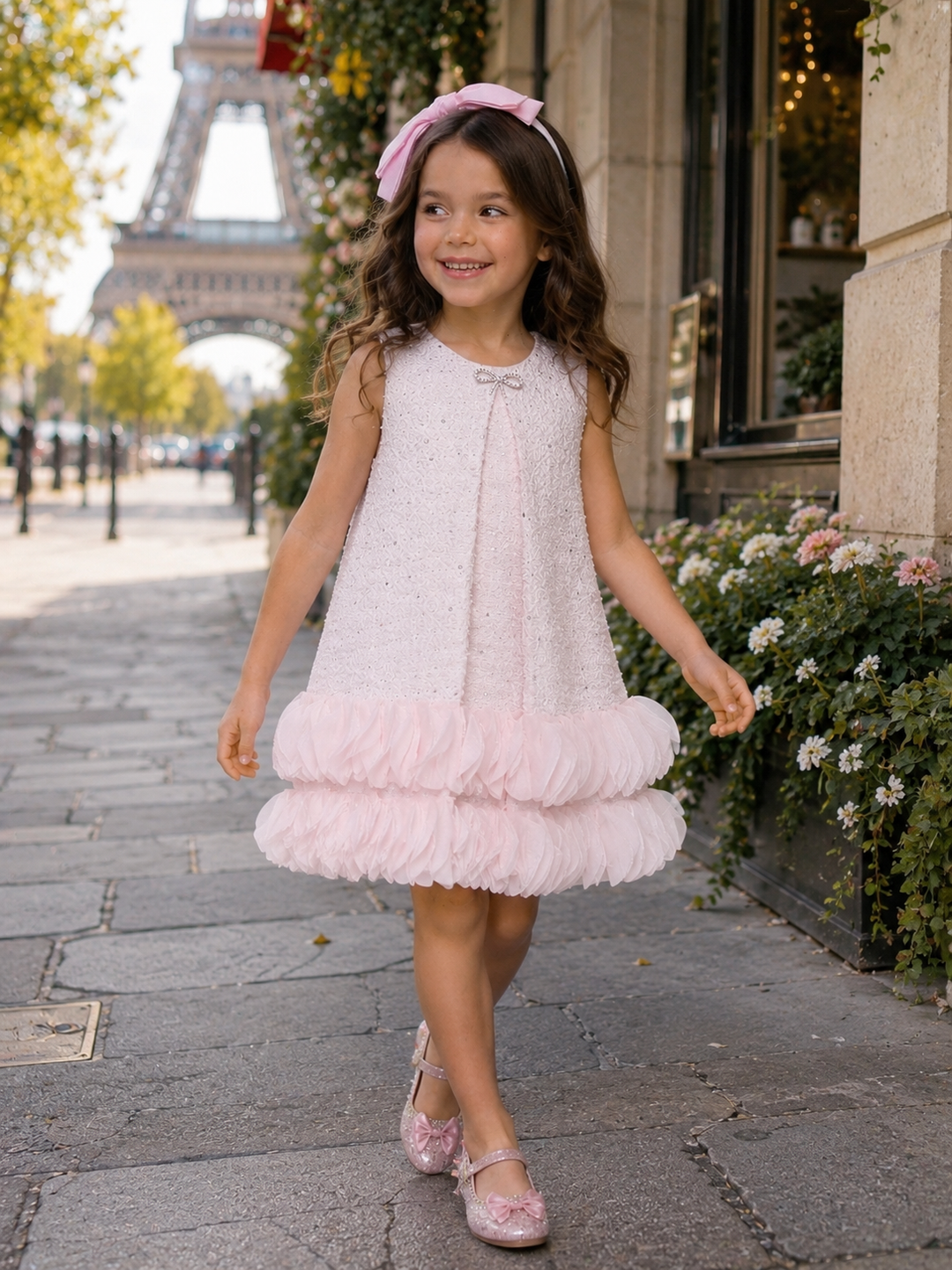 Elegant Bow Pearl Tweed Shift Dress
